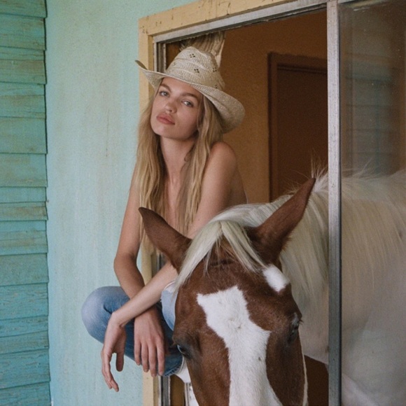 {NWT} Lack of Color | Free People Desert Rose Sisal Hemp Straw Cowboy Hat (L) - Picture 2 of 16